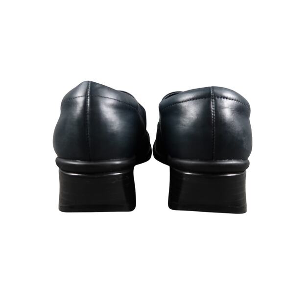 Liz Claiborne Flex Shoes Womens 8 Block Heel Loafer Leather Chunky Comfort Blue - Picture 5 of 13